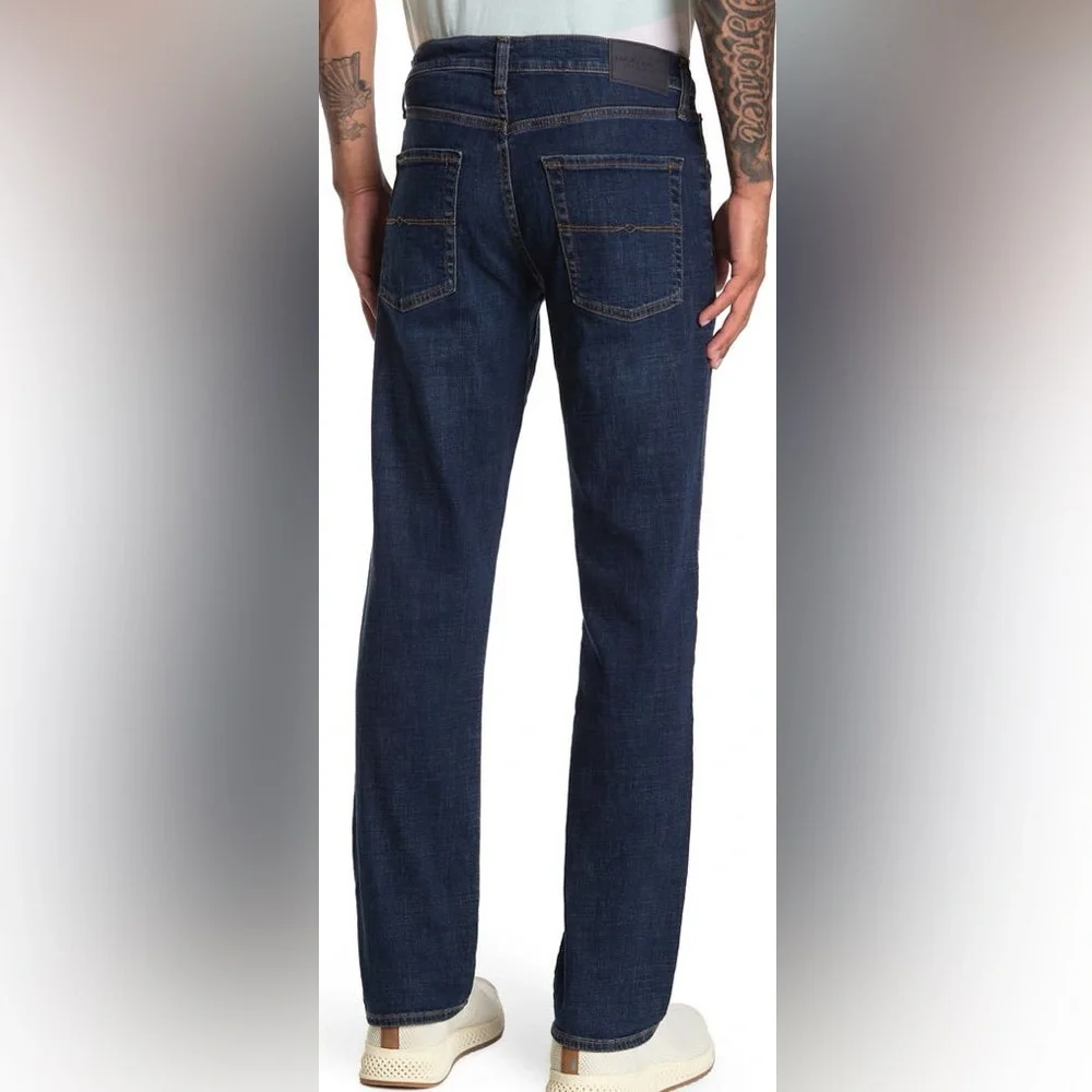 Lucky Brand 221 Original Straight Five Pocket Darkwash Jeans Whiskering 40W 30L